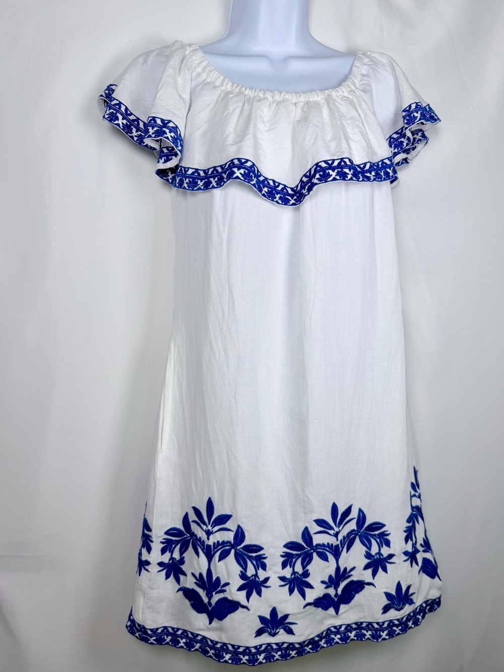 Tommy Bahama St. Lucia Embroidered Ruffle Off Shoulder Dress Size S/P NWT